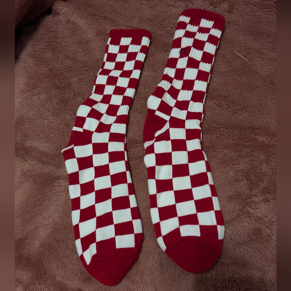Vans Red and White Checkered Socks